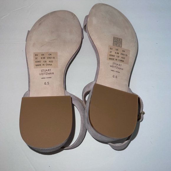 Stuart Weitzman Dancer 35 Raffia Block Sandals Pink Suede - Picture 12 of 12